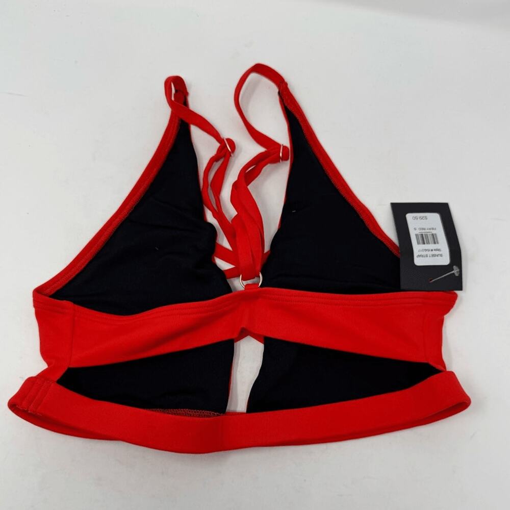 NWT Frederick's of Hollywood Women Small Sunset Strap Bathing Suit Top Fiery Red - Picture 2 of 5
